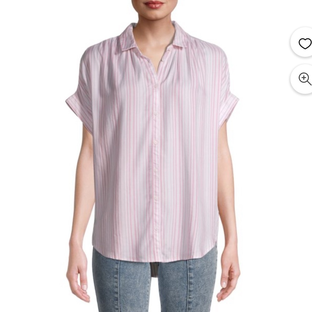Time and Tru Women's Striped Button Down Shirt - Pink 🧺